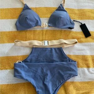 Kendall & Kylie Blue and Tan Bikini Set
